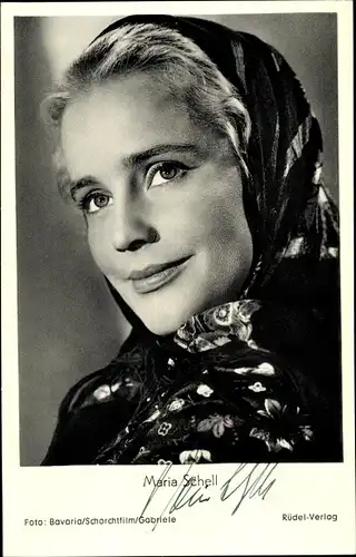 Ak Schauspielerin Maria Schell, Portrait, Rose Bernd, Autogramm