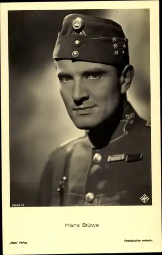 Ak Schauspieler Hans Stüwe, Portrait in Uniform, Ross Verlag 9508 2, Ufa Film