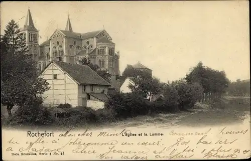 Ak Rochefort Wallonien Namur, L'eglise, la Lomme