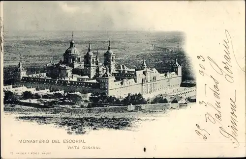 Ak San Lorenzo de El Escorial Madrid, Gesamtansicht des Klosters, Kloster