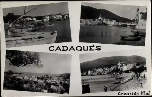 Ak Cadaques Katalonien, Teilansichten, Strand, Boote