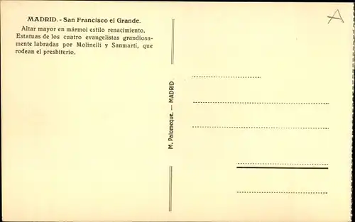 Ak Madrid Spanien, San Franciso el Grande, Altar mayor