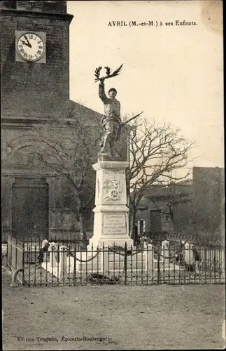 Ak Avril Meurthe-et-Moselle, Denkmal, a ses Enfants