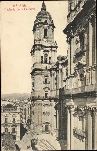 Ak Málaga Andalusien Spanien, Fachada de la Catedral