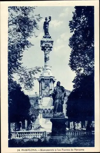 Ak Pamplona Navarra, Monumento a los Fueros de Navarra