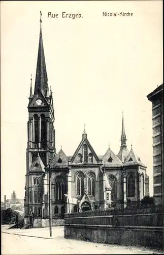 Ak Aue im Erzgebirge Sachsen, Nicolai Kirche