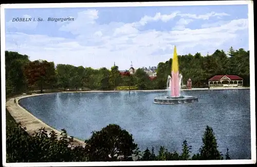 Ak Döbeln in Sachsen, Bürgergarten, Springbrunnen, Wasserspiel