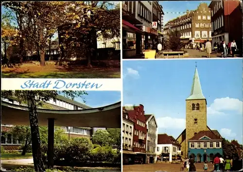 Ak Dorsten in Westfalen, Straße, Kirchturm, Park