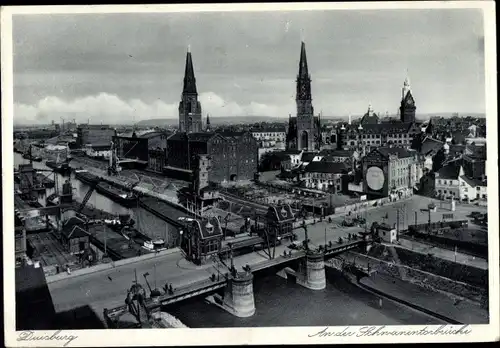 Ak Duisburg im Ruhrgebiet, An der Schwanentorbrücke, Türme