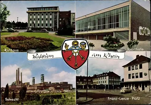 Wappen Ak Walsum Duisburg im Ruhrgebiet, Franz Lenze Platz, Sporthalle, Schacht, Rathaus