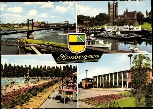 Ak Homberg Duisburg, Brücke, Am Hebeturm, Schwimmbad, Gebäude