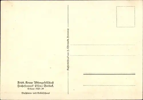 Ak Borbeck Mitte Essen im Ruhrgebiet, Friedr. Krupp, Hochofenwerk, Maschinen und Gebläsehaus