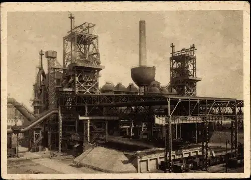 Ak Borbeck Mitte Essen im Ruhrgebiet, Friedr. Krupp, Blick auf die Hochöfen und Gießbetten