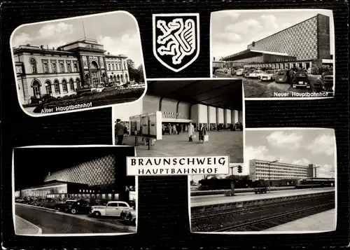 Ak Braunschweig, neuer und alter Hauptbahnhof