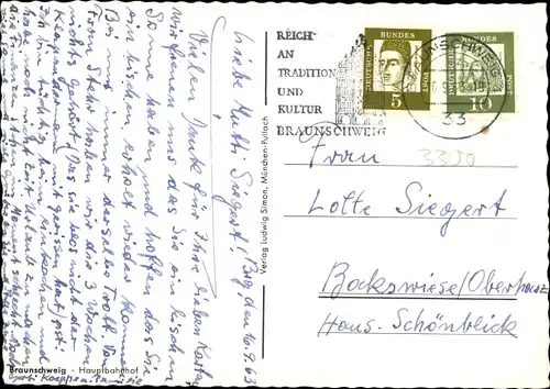 Ak Braunschweig, Hauptbahnhof