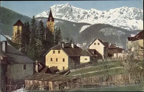 Ak Eisenerz Steiermark, Teilansicht, Kaiserschild