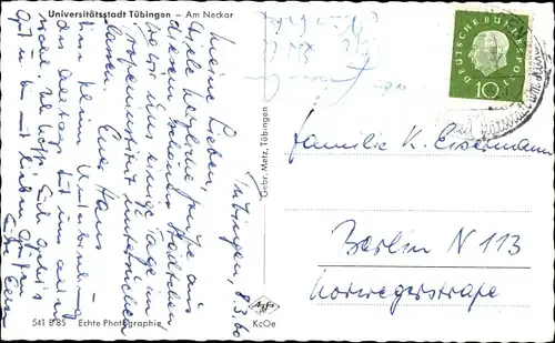 Ak Tübingen am Neckar, Am Neckar