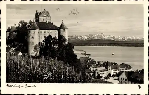 Ak Meersburg am Bodensee, Altes Schloss, Berge