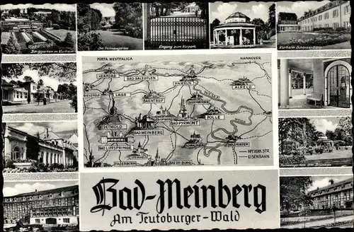 Landkarten Ak Bad Meinberg am Teutoburger Wald, Kurpark, Kurgarten