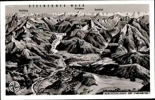 Landkarten Ak Berchtesgaden in Oberbayern, Steinernes Meer