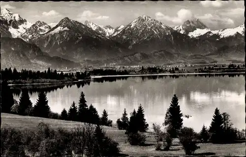 Ak Füssen im Ostallgäu, Bannwaldsee, Tiroler und Allgäuer Berge