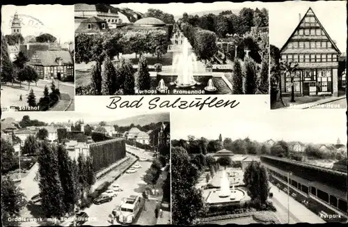 Ak Bad Salzuflen in Lippe, Am Salzhof, Kurhaus, Promenade, Haus, Gradierwerk, Kurpark