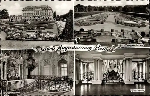 Ak Brühl in Westfalen, Schloss Augustusburg, Parkanlage, Vestibül, Treppenhaus