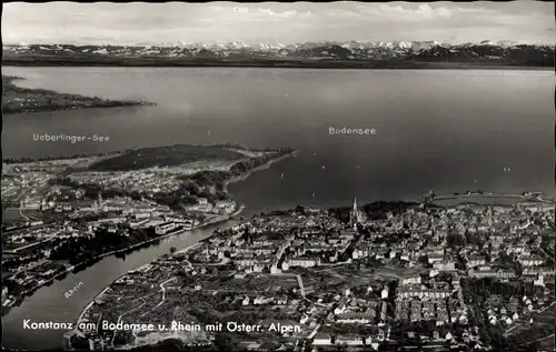 Ak Konstanz am Bodensee, Panorama, Rhein, Österreichische Alpen