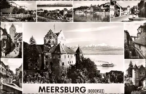 Ak Meersburg am Bodensee, Brunnen, Burg, Straße