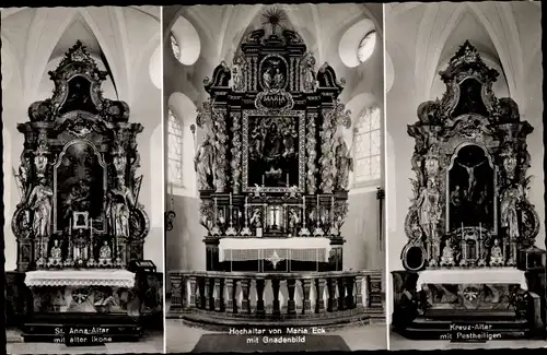 Ak Siegsdorf in Oberbayern, Kloster Maria Eck, St. Anna-Altar, alte Ikone, Hochalter, Gnadenbild