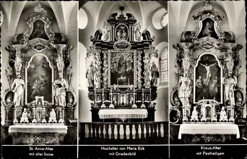 Ak Siegsdorf in Oberbayern, Kloster Maria Eck, St. Anna-Altar, alte Ikone, Hochalter, Gnadenbild