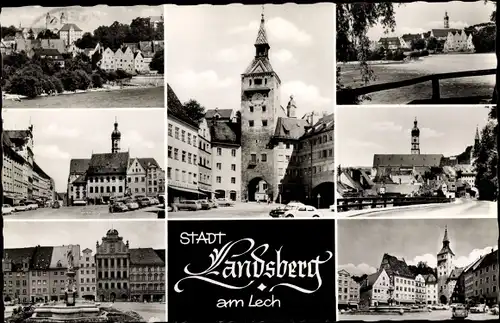 Ak Landsberg am Lech Oberbayern, Kirche, Platz, Gebäude