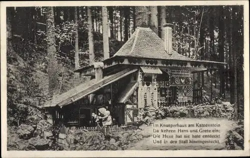 Ak Bad Sachsa Südharz, Hexenhäuschen im Katzental, Märchengrund, G. Schaub, Wald