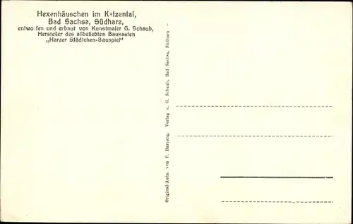 Ak Bad Sachsa Südharz, Hexenhäuschen im Katzental, Märchengrund, G. Schaub, Wald