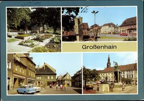 Ak Großenhain Sachsen, Grünanlagen an der Carl-Maria-von-Weber-Allee, Leninplatz, Monument, Neumarkt