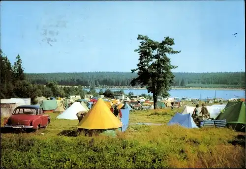 Ak Ehrenfriedersdorf im Erzgebirge, Greifenbachstauweiher, Campingplatz