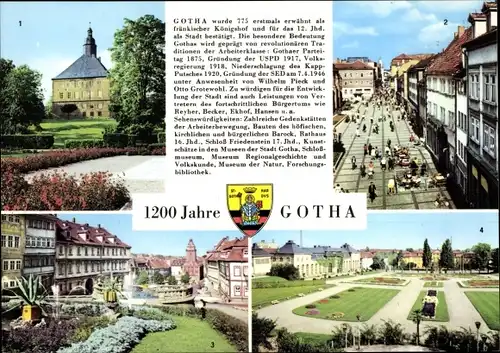 Ak Gotha in Thüringen, Schloss Friedenstein, Neumarkt, Erfurter Straße, Wasserkunst, Rathaus