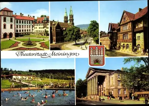 Ak Meiningen in Thüringen, Schloss, Schwimmbad, Stadtkirche, Theater