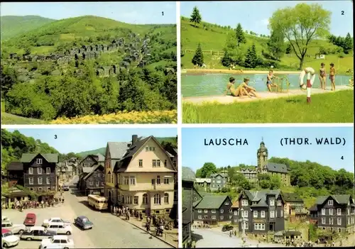 Ak Lauscha in Thüringen, Schwimmbad, Kulturhaus, Hüttenplatz, Teilansicht