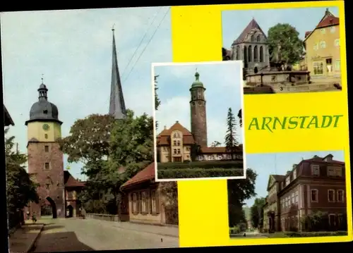 Ak Arnstadt, Riedtor, Neideckturm, Bachkirche, Heimatmuseum