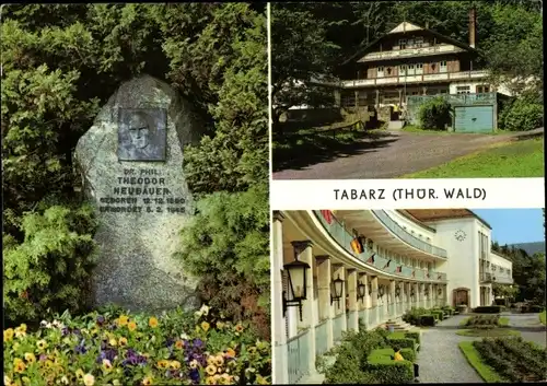 Ak Tabarz im Thüringer Wald, Theodor-Neubauer-Gedenkstein, Kurpark, Schweizerhaus, Erholungsheim