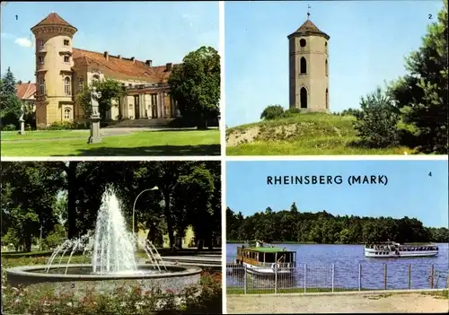 Ak Rheinsberg in der Mark, Schloss, Sanatorium, Leuchtturm, Rheinsberger See, Springbrunnen