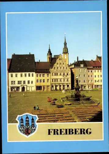 Ak Freiberg in Sachsen, Obermarkt, Petrikirche, Wappen