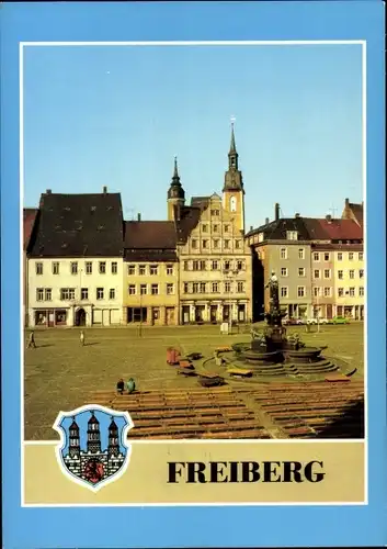 Ak Freiberg in Sachsen, Obermarkt, Petrikirche, Wappen