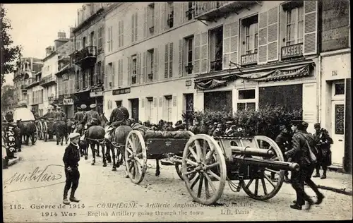 Ak Compiègne Oise, The English Artillery, Geschütze, I. WK