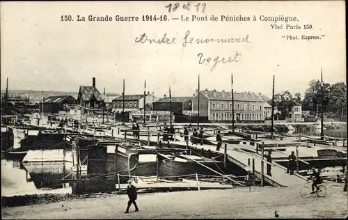 Ak Compiègne Oise, Die Brücke der Lastkähne