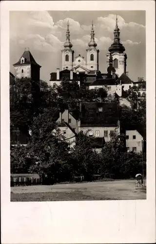 Ak Žatec Saaz Region Aussig, Stadtansicht, Türme, Häuser