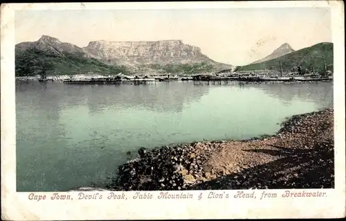 Ak Kapstadt Kapstadt Südafrika, Tafelberg, Lion's Head, vom Wellenbrecher