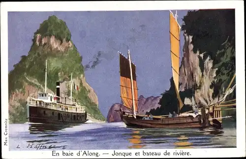 Künstler Ak Haffner, Halong Bay Vietnam, Dschunke und Flussboot