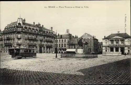 Ak Sedan Ardennes, Place Turenne, Rathaus